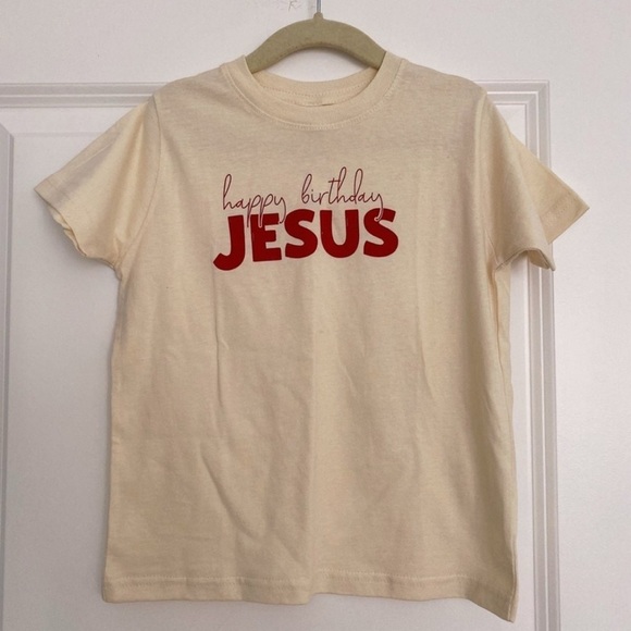Rabbit Skins Small Shop happy birthday Jesus Christmas t- shirt top 4 5 years - Picture 1 of 3